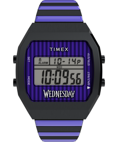 Timex Timex x Wednesday T80 36mm Stainless Steel Black and Purple Expansion