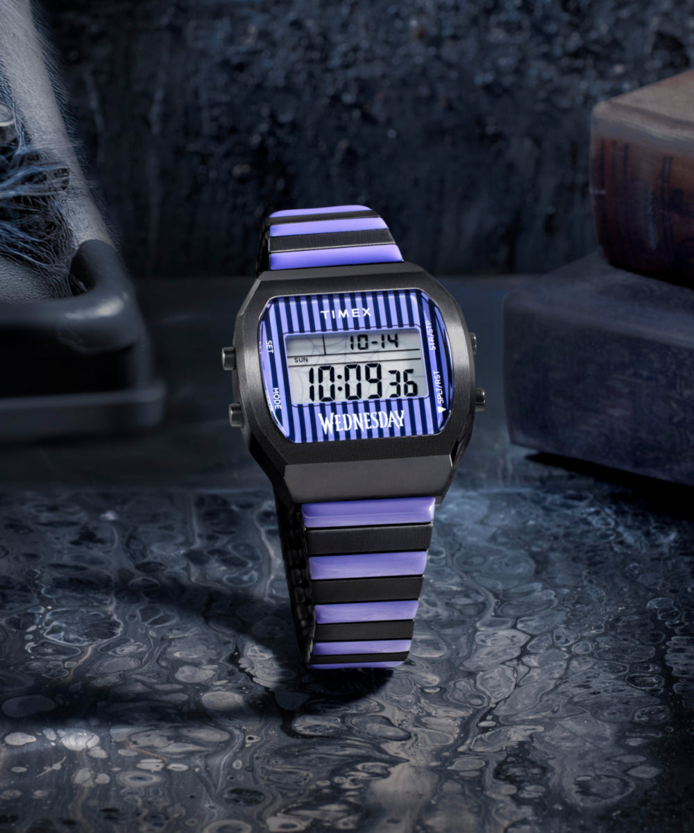 Timex Timex x Wednesday T80 36mm Stainless Steel Black and Purple Expansion