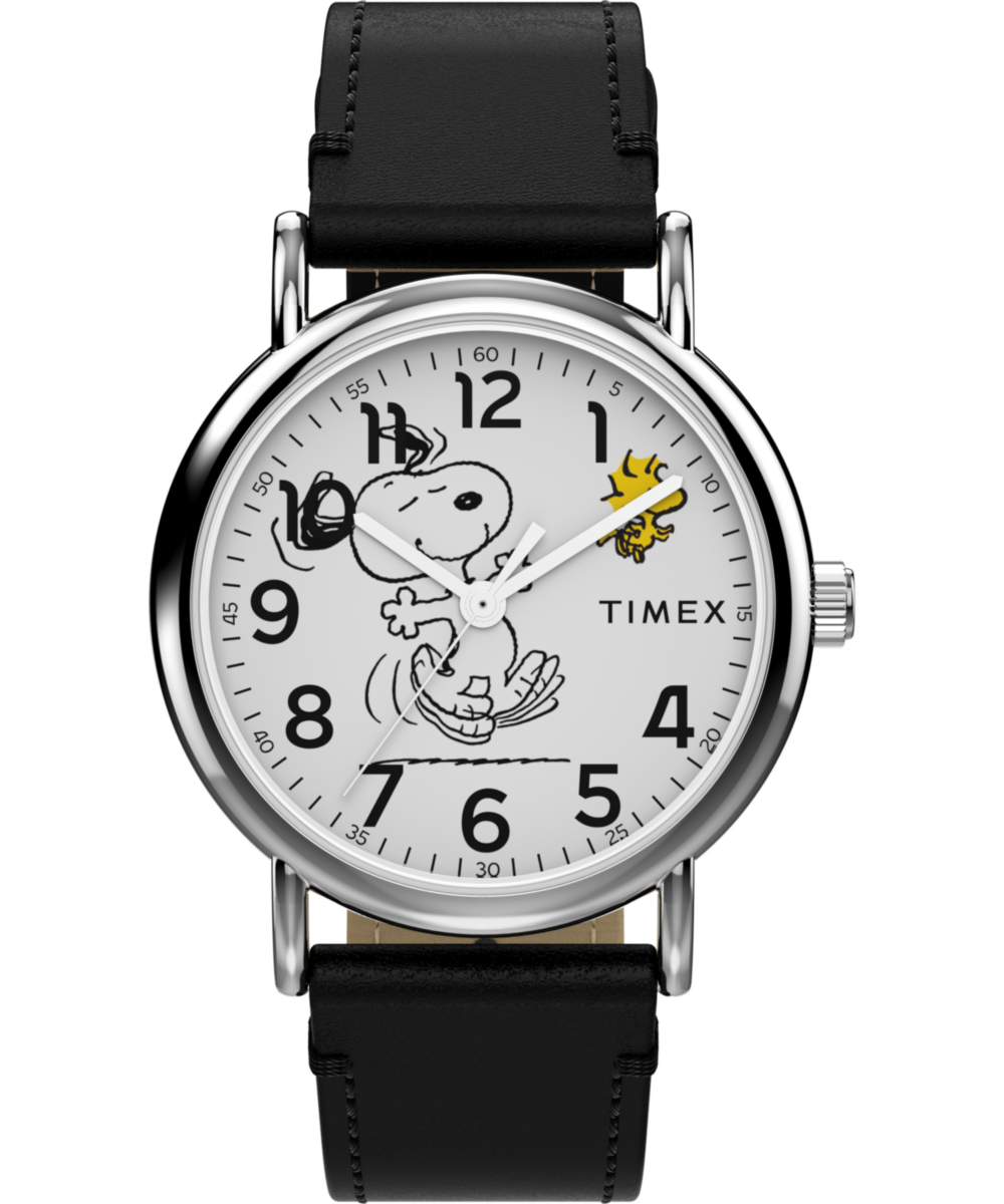 Timex Peanuts x Timex Weekender Snoopy Dancing 38mm Leather Strap Watch