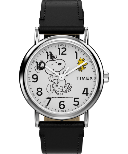 Timex Peanuts x Timex Weekender Snoopy Dancing 38mm Leather Strap Watch