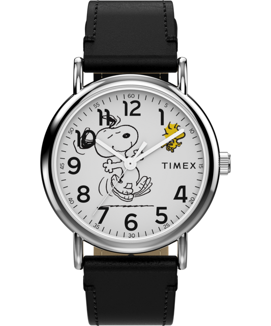 Timex Peanuts x Timex Weekender Snoopy Dancing 38mm Leather Strap Watch