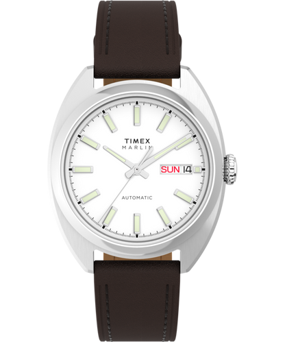 Timex Marlin Draper Automatic 37mm Leather Strap Watch