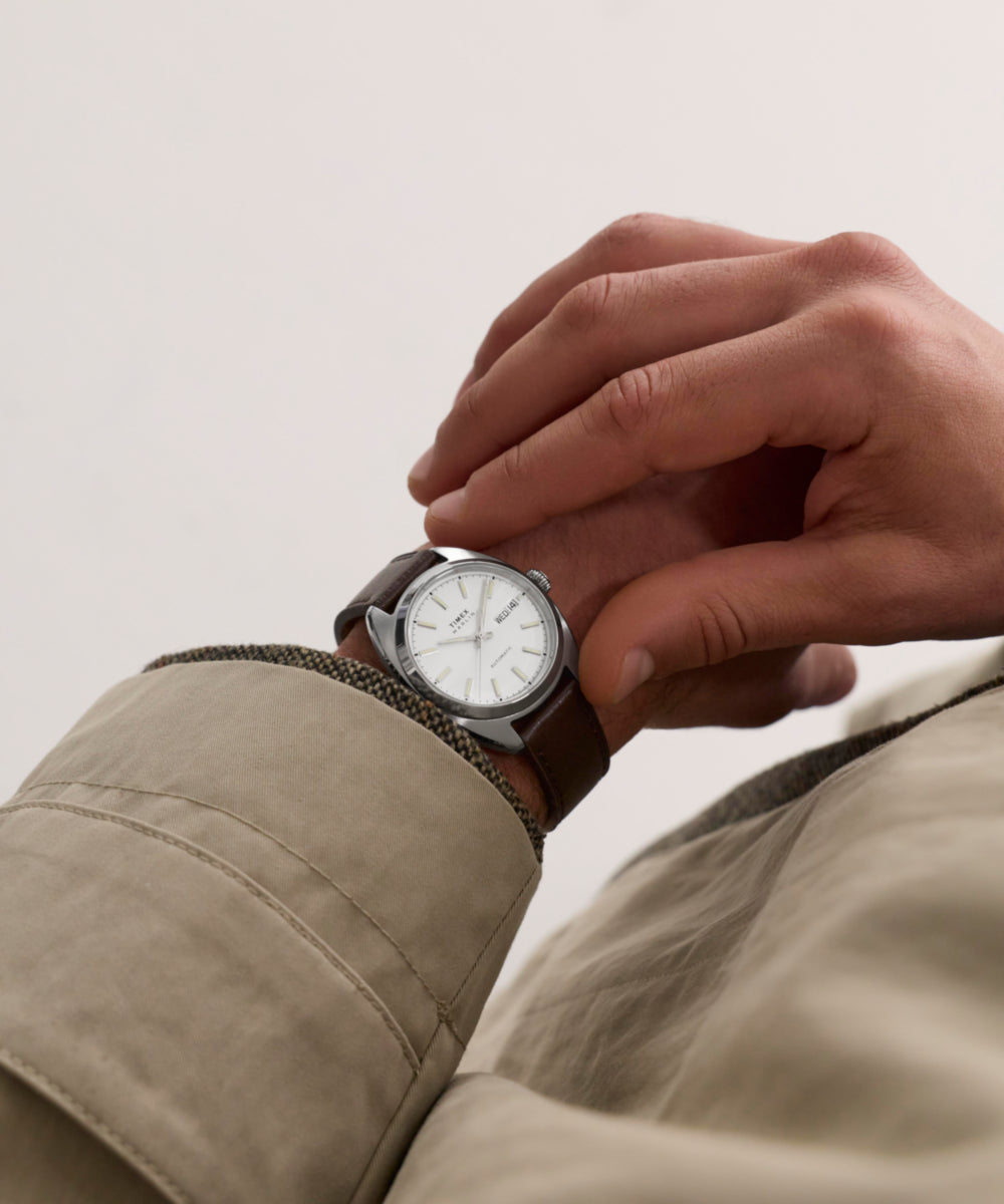 Timex Marlin Draper Automatic 37mm Leather Strap Watch